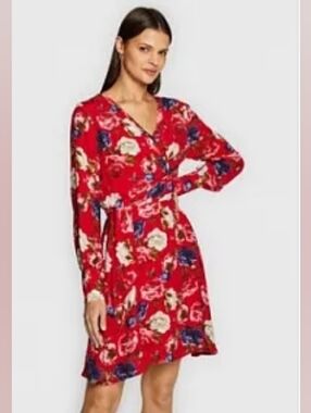 Rage Age Kelly Faux Wrap Floral Long Sleeve Dress Size Small